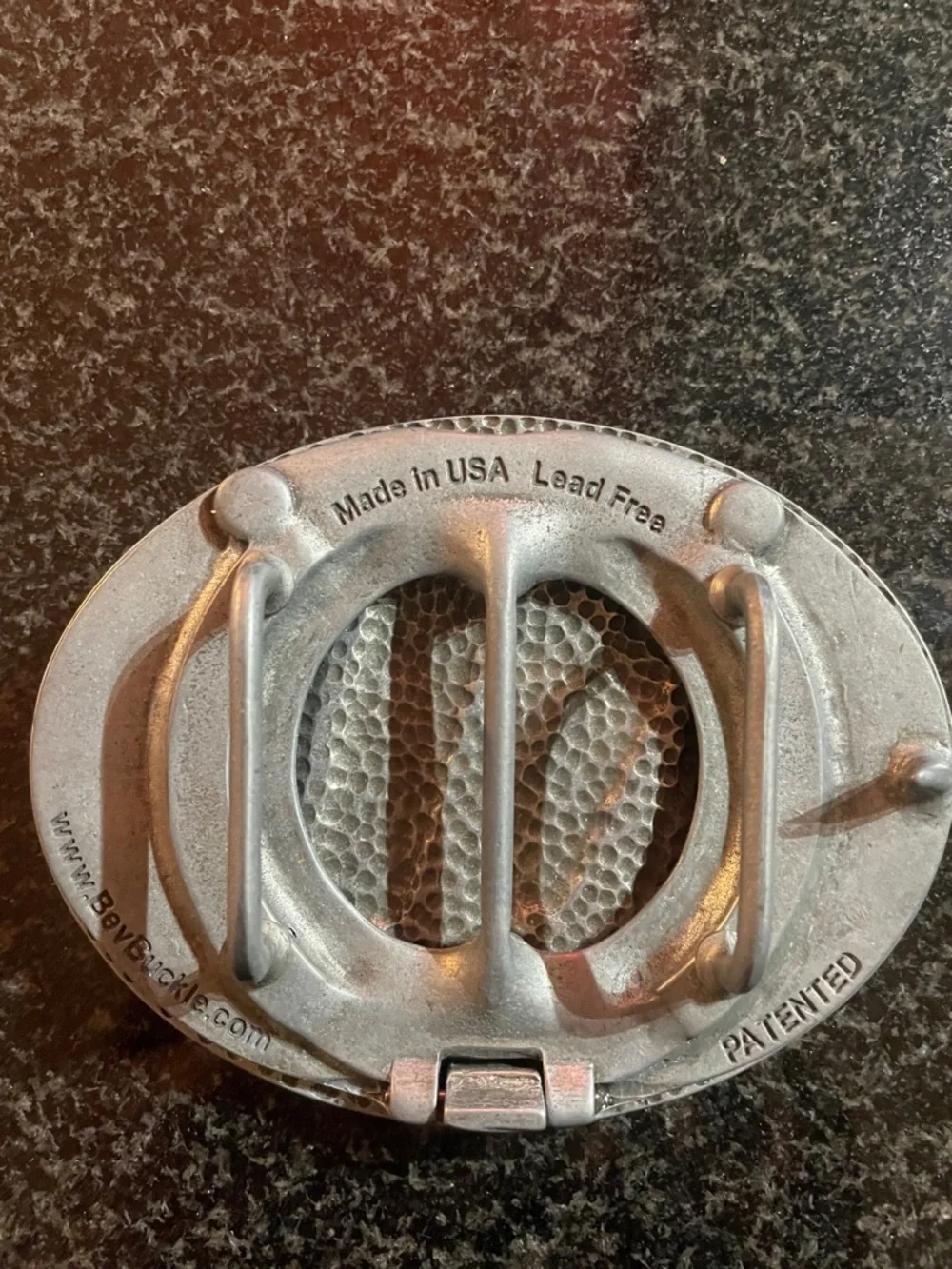 Novelty BevBucke ‘Merica Oval Metal Belt Buckle - Silver Tone - Picture 2 of 6